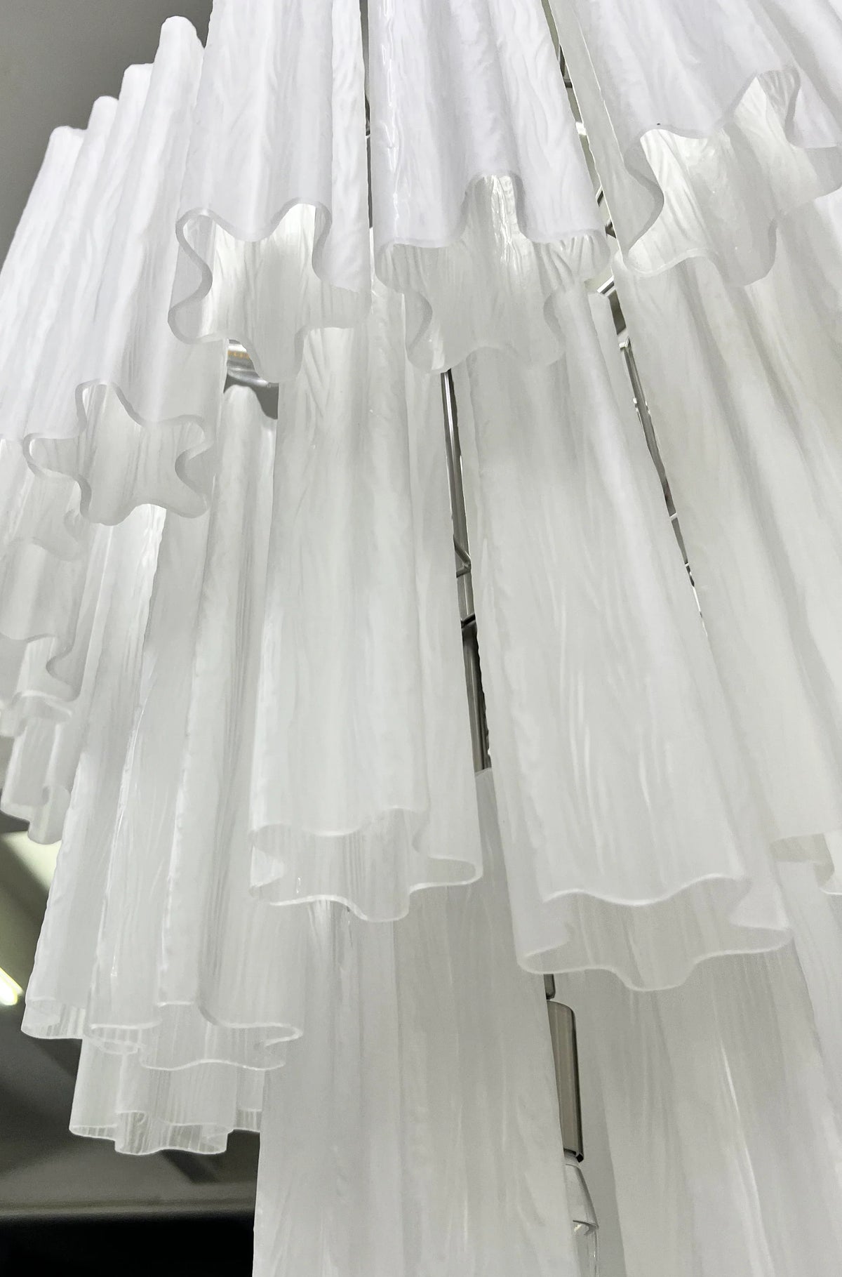 Elegant White Murano Glass Tube Chandelier