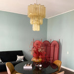 Elegant Yellow Murano Glass Tube Chandelier