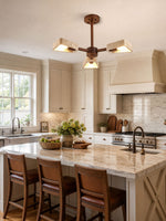 Elementa Travertine Chandelier — Modern Wood & Stone Pendant Light