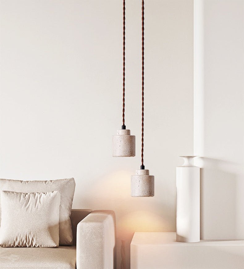 Elemental Travertine Mini Pendant Light in Natural Stone