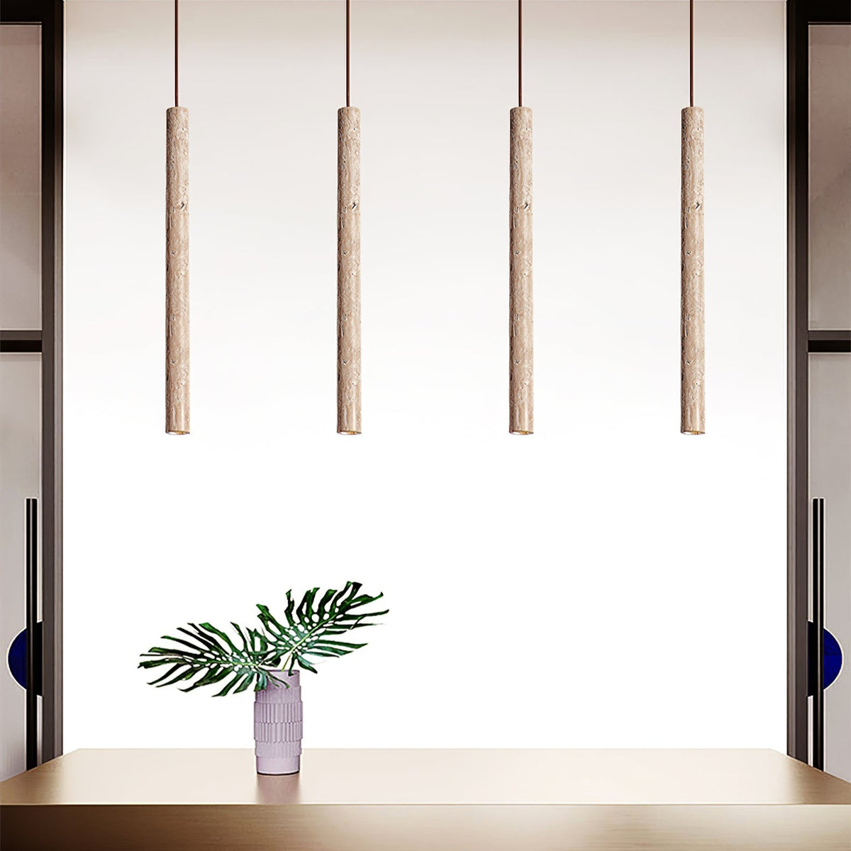 Elian Pendant Light in Yellow Travertine | Modern Minimalist Hanging Lamp