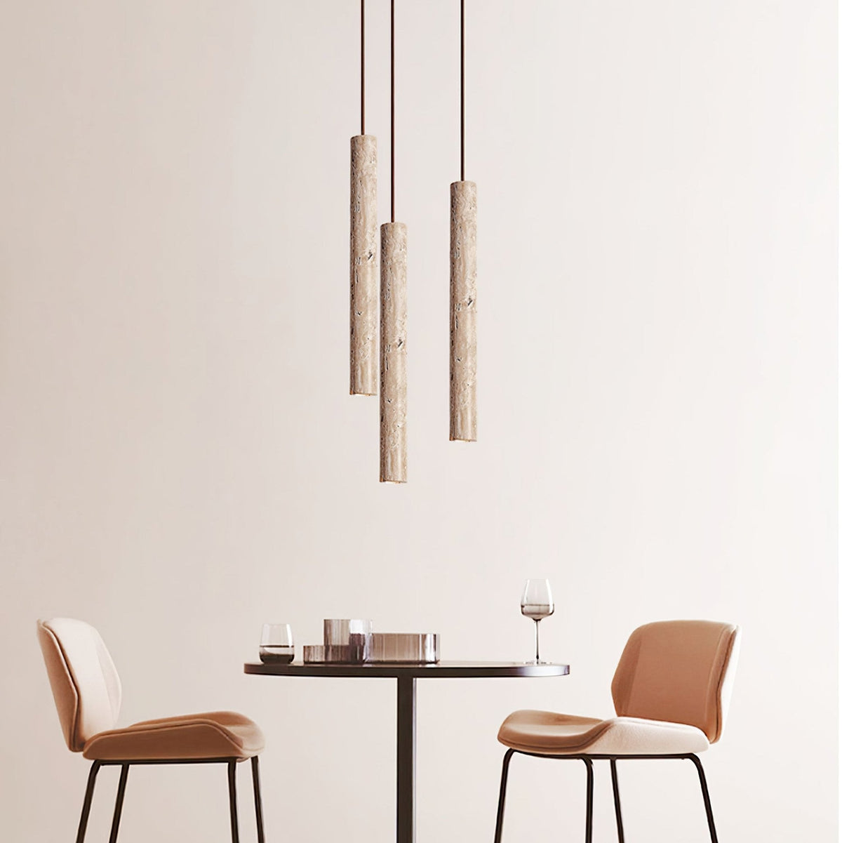 Elian Pendant Light in Yellow Travertine | Modern Minimalist Hanging Lamp