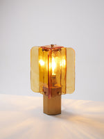 Aurelia Amber Glass Table Lamp with Brass Base for Bedside and Living Room