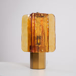Aurelia Amber Glass Table Lamp with Brass Base for Bedside and Living Room