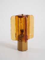 Aurelia Amber Glass Table Lamp with Brass Base for Bedside and Living Room