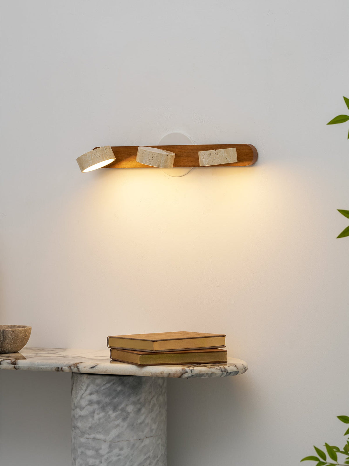 Travertine Duo Wall Sconce — Natural Stone LED Wall Light