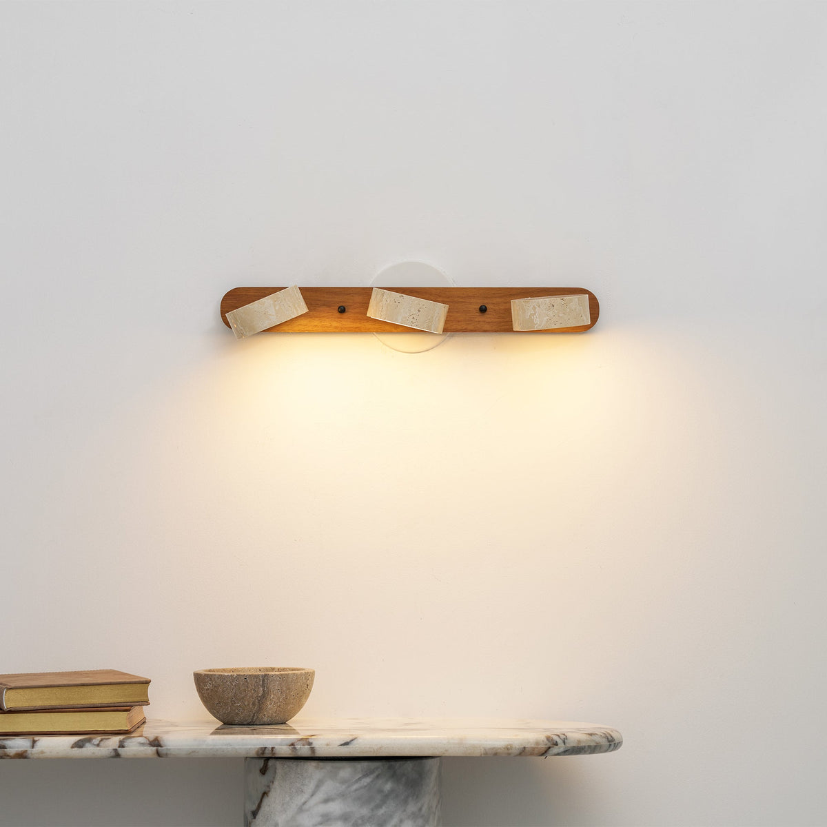 Travertine Duo Wall Sconce — Natural Stone LED Wall Light