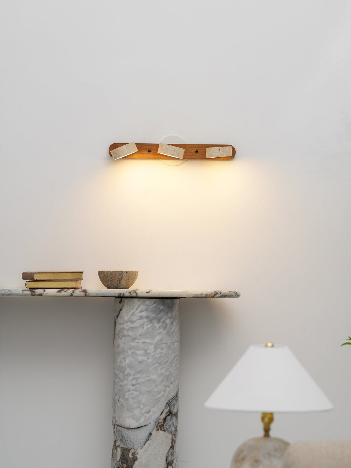 Travertine Duo Wall Sconce — Natural Stone LED Wall Light