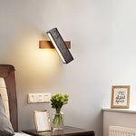 Elias Wall Sconce in Black Travertine and Walnut Wood