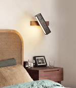 Elias Wall Sconce in Black Travertine and Walnut Wood