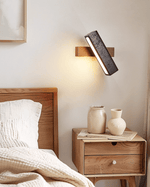 Elias Wall Sconce in Black Travertine and Walnut Wood