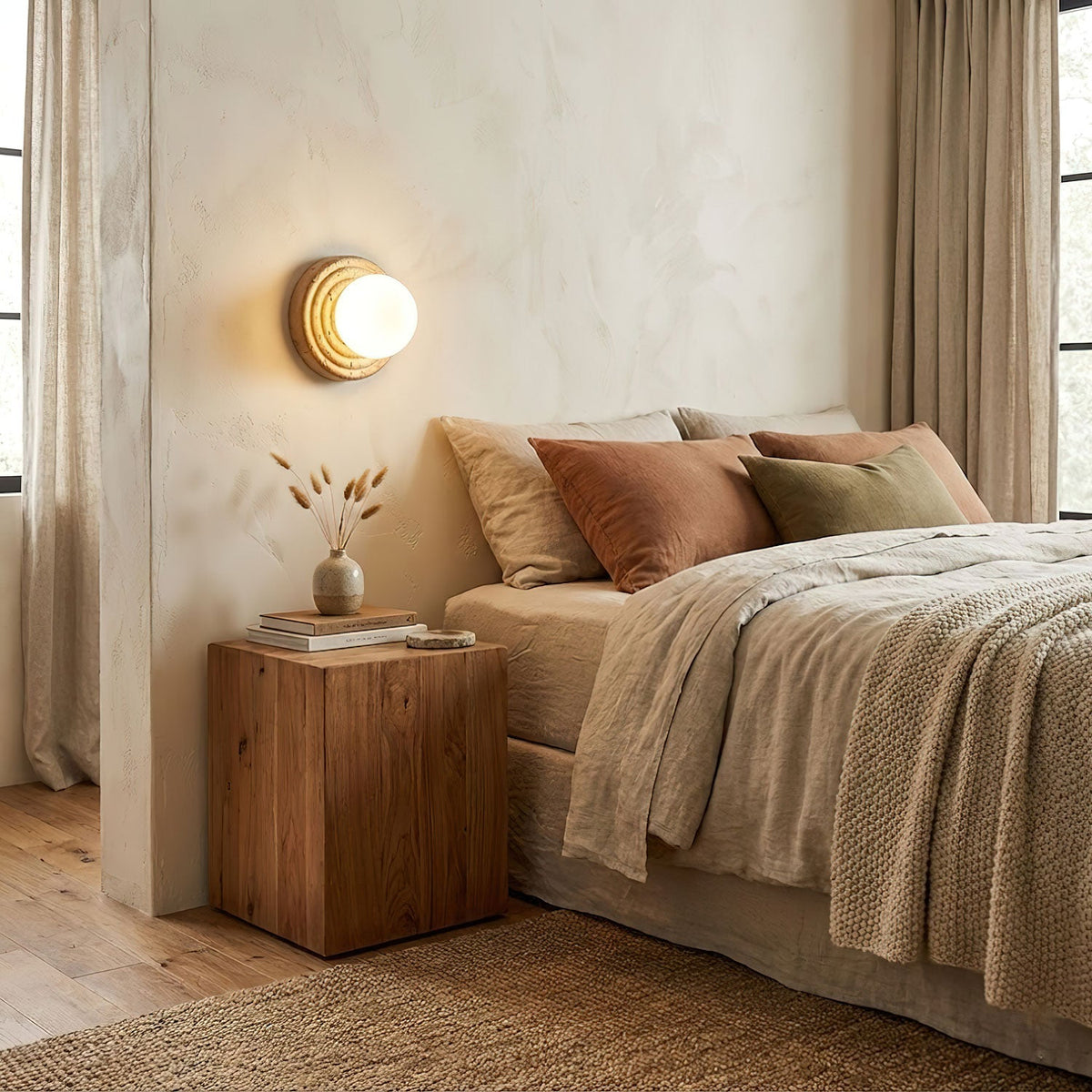 Elira Wall Sconce in Yellow Travertine with Opal Glass Shade
