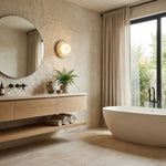 Elira Wall Sconce in Yellow Travertine with Opal Glass Shade