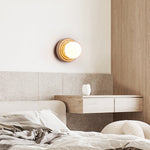 Elira Wall Sconce in Yellow Travertine with Opal Glass Shade