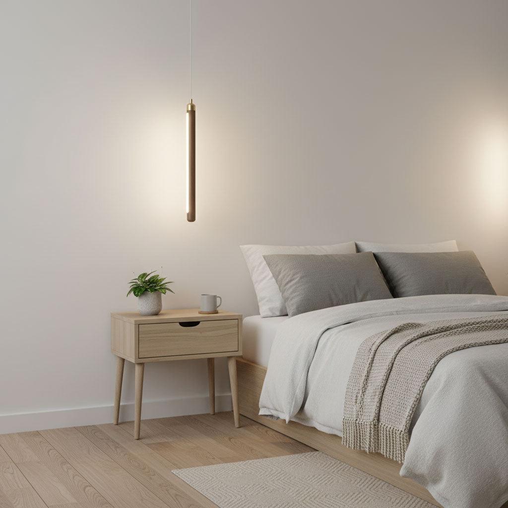 Elksdut Modern Walnut Wood LED Pendant Light for Kitchen Island and Dining Room