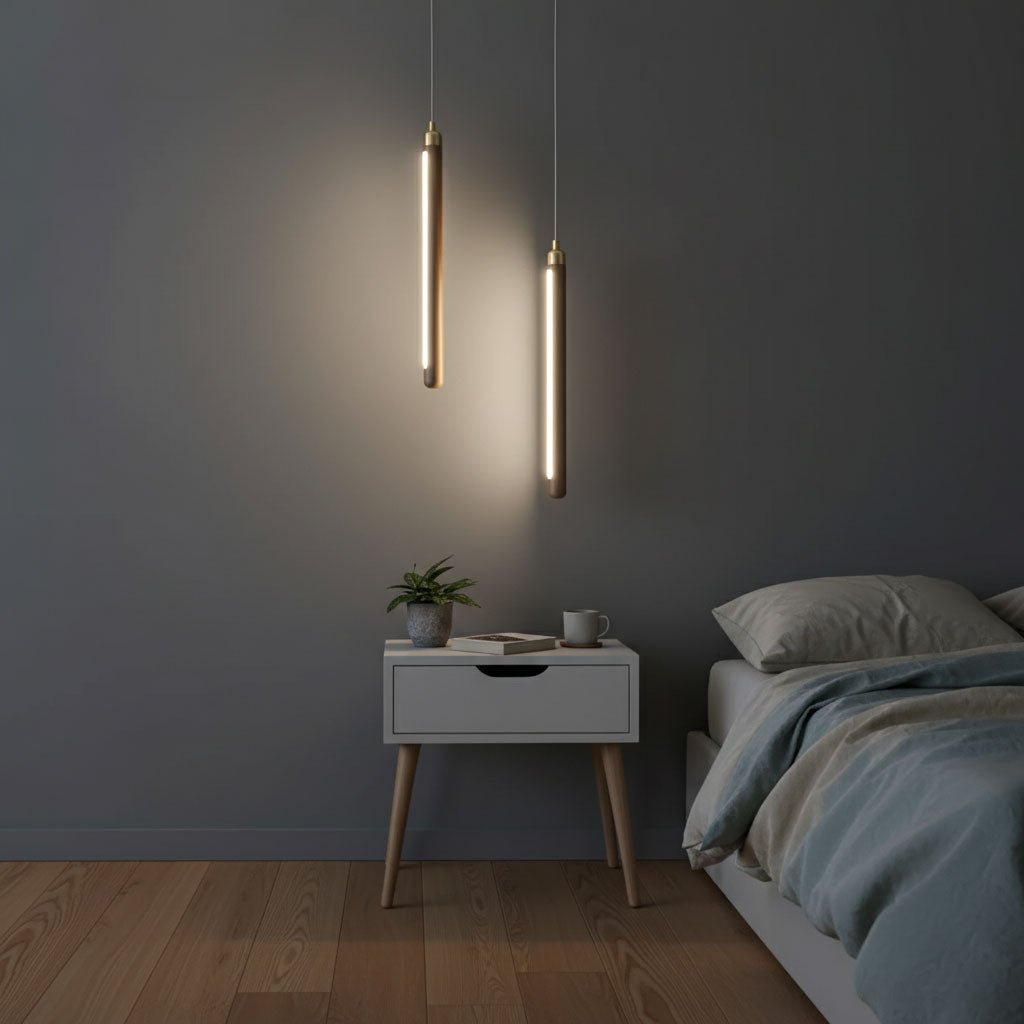 Elksdut Modern Walnut Wood LED Pendant Light for Kitchen Island and Dining Room