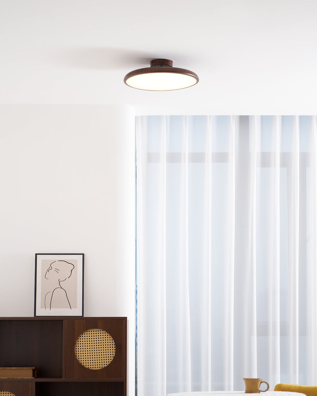 Lola Wood Grain Adjustable Ceiling Light – Modern LED Flush Mount