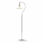 Eloria Arc Floor Lamp – Modern Curved Metal Frame with Scalloped Glass Shade