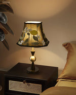 Elowen Bloom Embroidered Table Lamp with Walnut Base