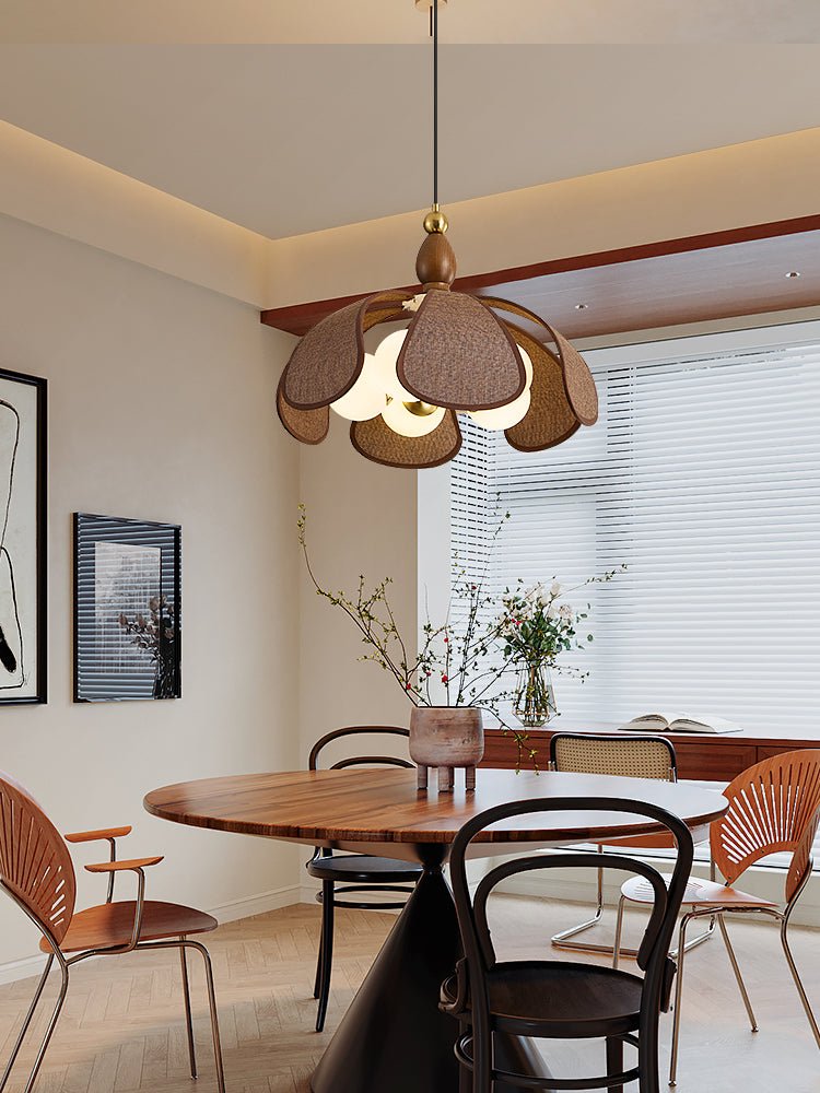 Elowen Handwoven Raffia Pendant Light with Brass Accents