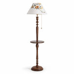 Elowen Bloom Side Floor Lamp with Walnut Table and Floral Shade