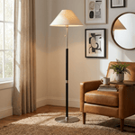 Elowen Classic Floor Lamp – Modern Wood & Fabric Standing Light for Living Room