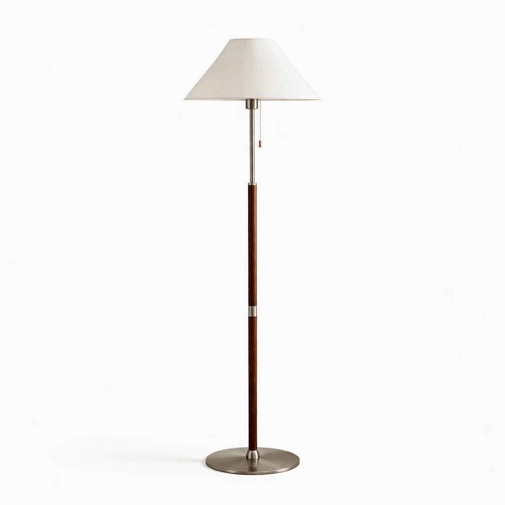 Elowen Classic Floor Lamp – Modern Wood & Fabric Standing Light for Living Room