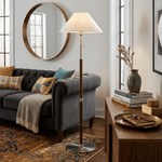 Elowen Classic Floor Lamp – Modern Wood & Fabric Standing Light for Living Room