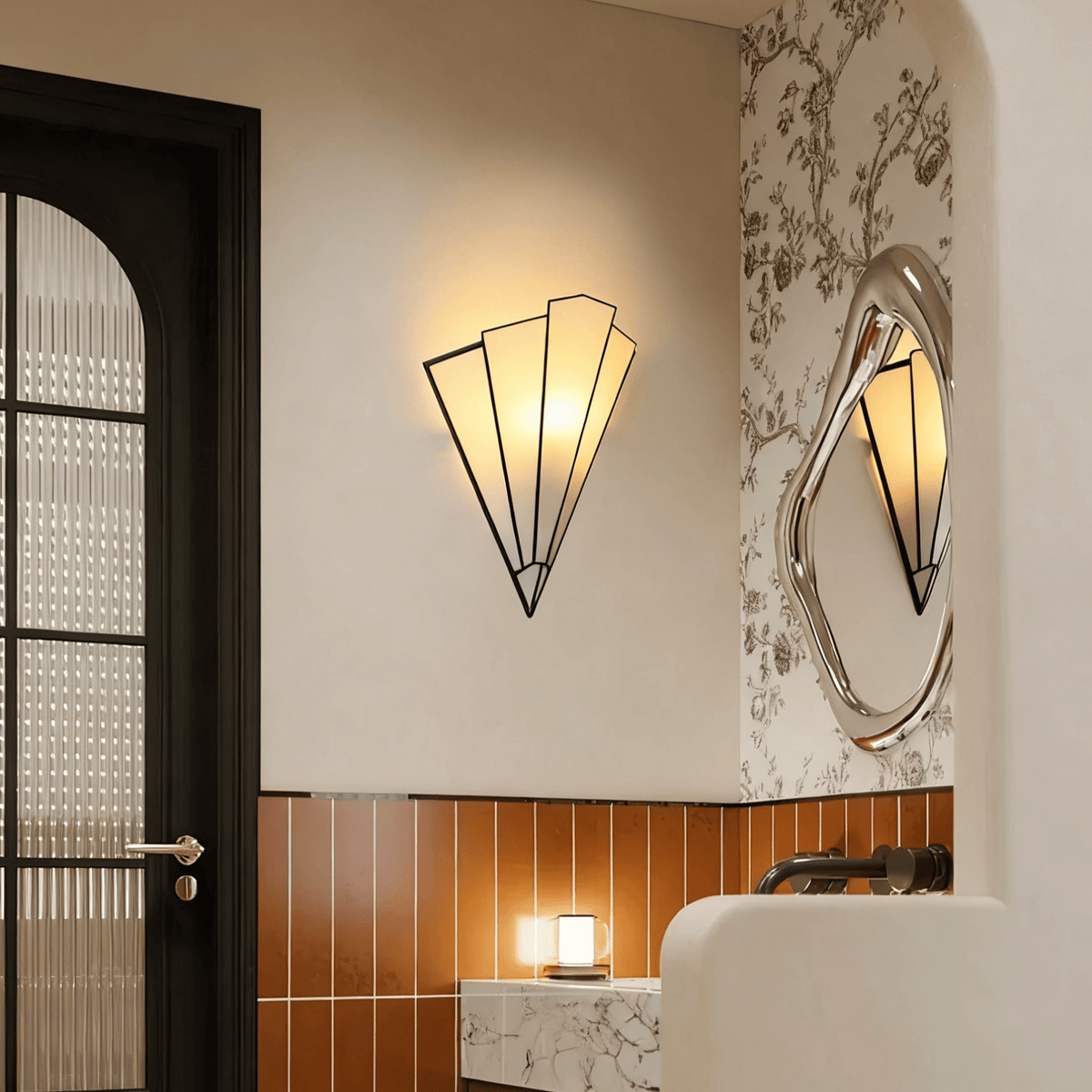Elowen Deco Wall Sconce – Art Deco Opal Glass & Metal Lighting
