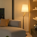 Elowen Modern Wooden Floor Lamp with Fabric Shade for Living Room