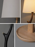 Elowen Modern Wooden Floor Lamp with Fabric Shade for Living Room