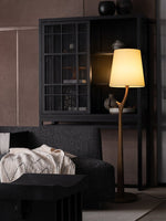 Elowen Modern Wooden Floor Lamp with Fabric Shade for Living Room