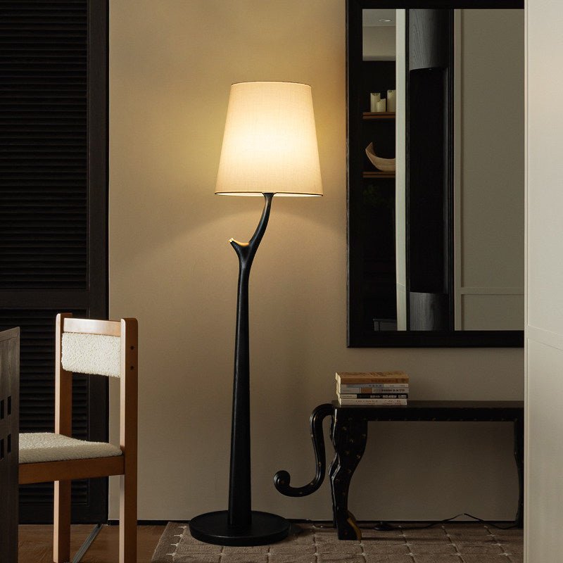 Elowen Modern Wooden Floor Lamp with Fabric Shade for Living Room