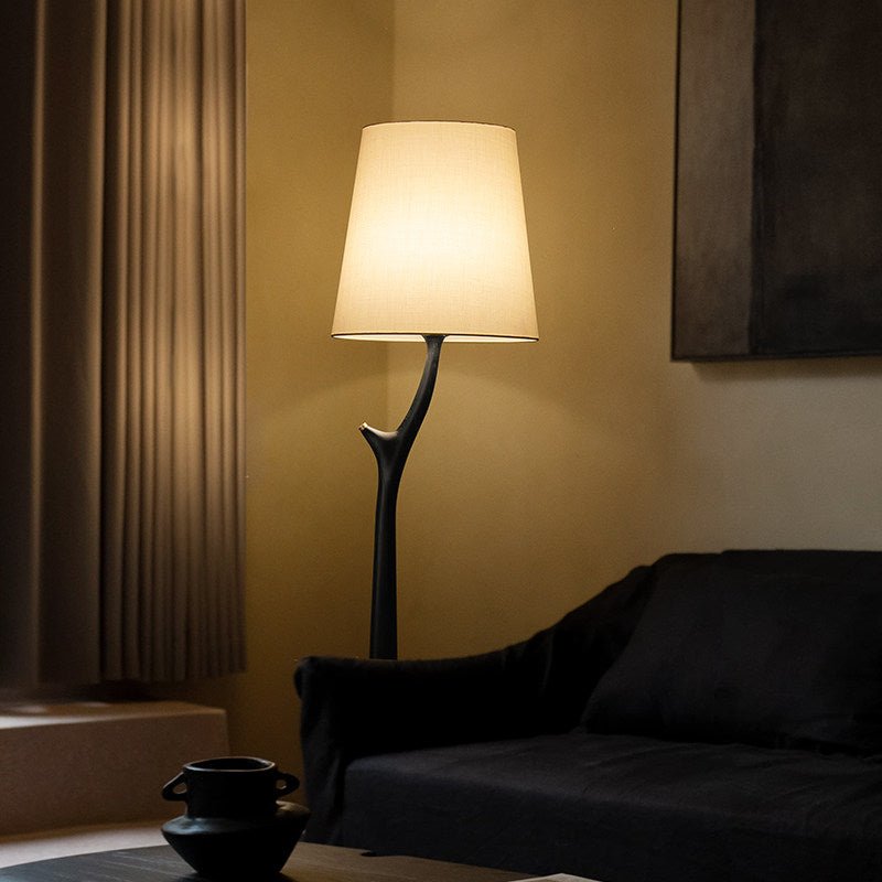 Elowen Modern Wooden Floor Lamp with Fabric Shade for Living Room