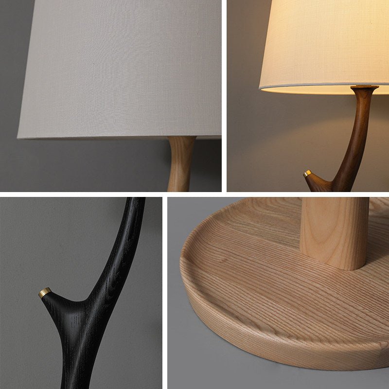 Elowen Modern Wooden Floor Lamp with Fabric Shade for Living Room