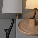 Elowen Modern Wooden Floor Lamp with Fabric Shade for Living Room