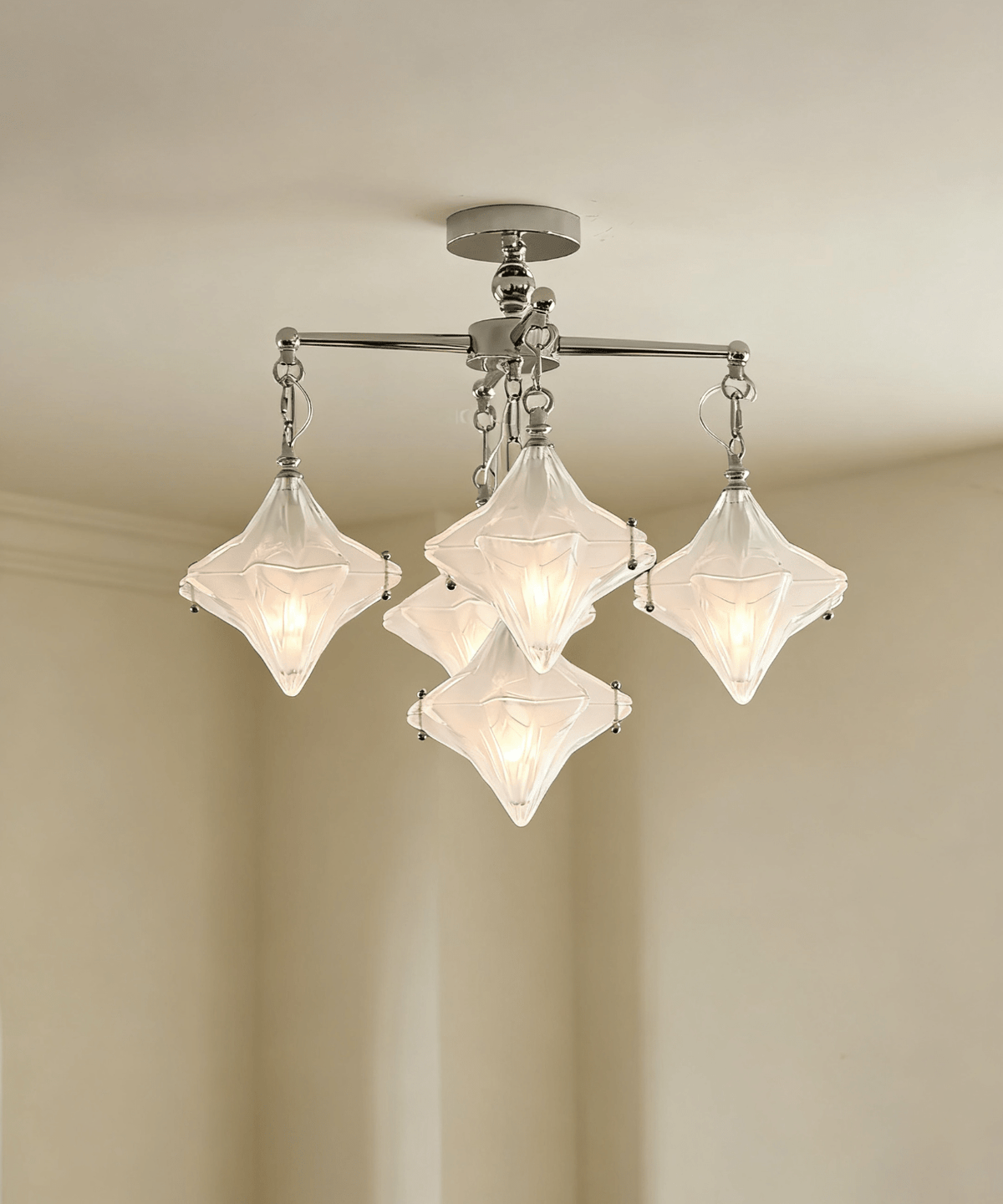 Elowen Prism Star Chandelier – Modern Glass Pendant Light for Dining Room & Living Room