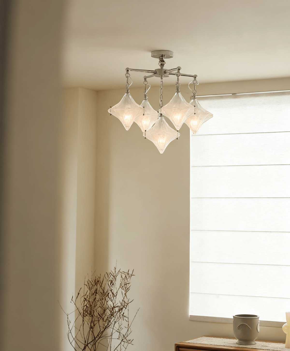 Elowen Prism Star Chandelier – Modern Glass Pendant Light for Dining Room & Living Room