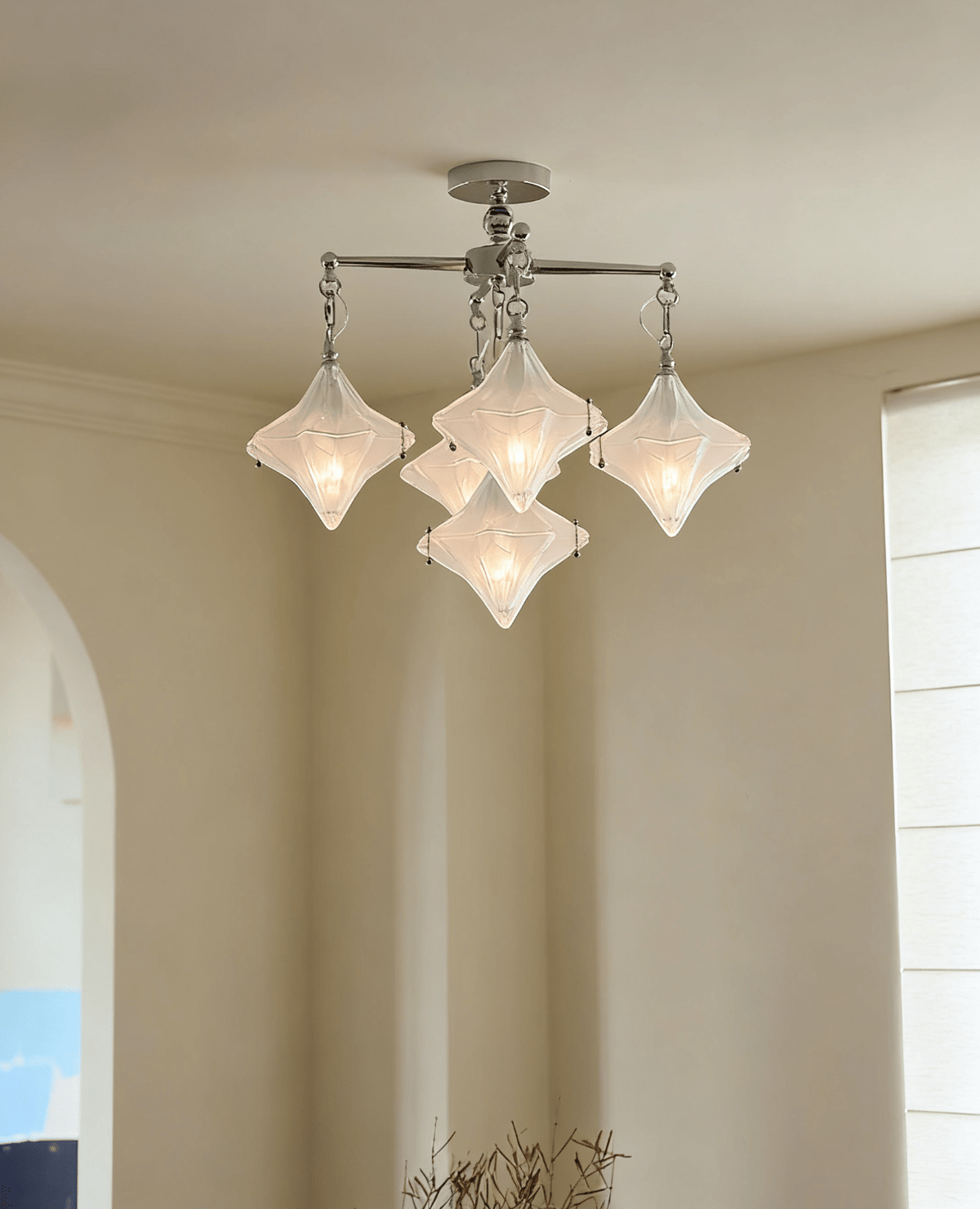 Elowen Prism Star Chandelier – Modern Glass Pendant Light for Dining Room & Living Room