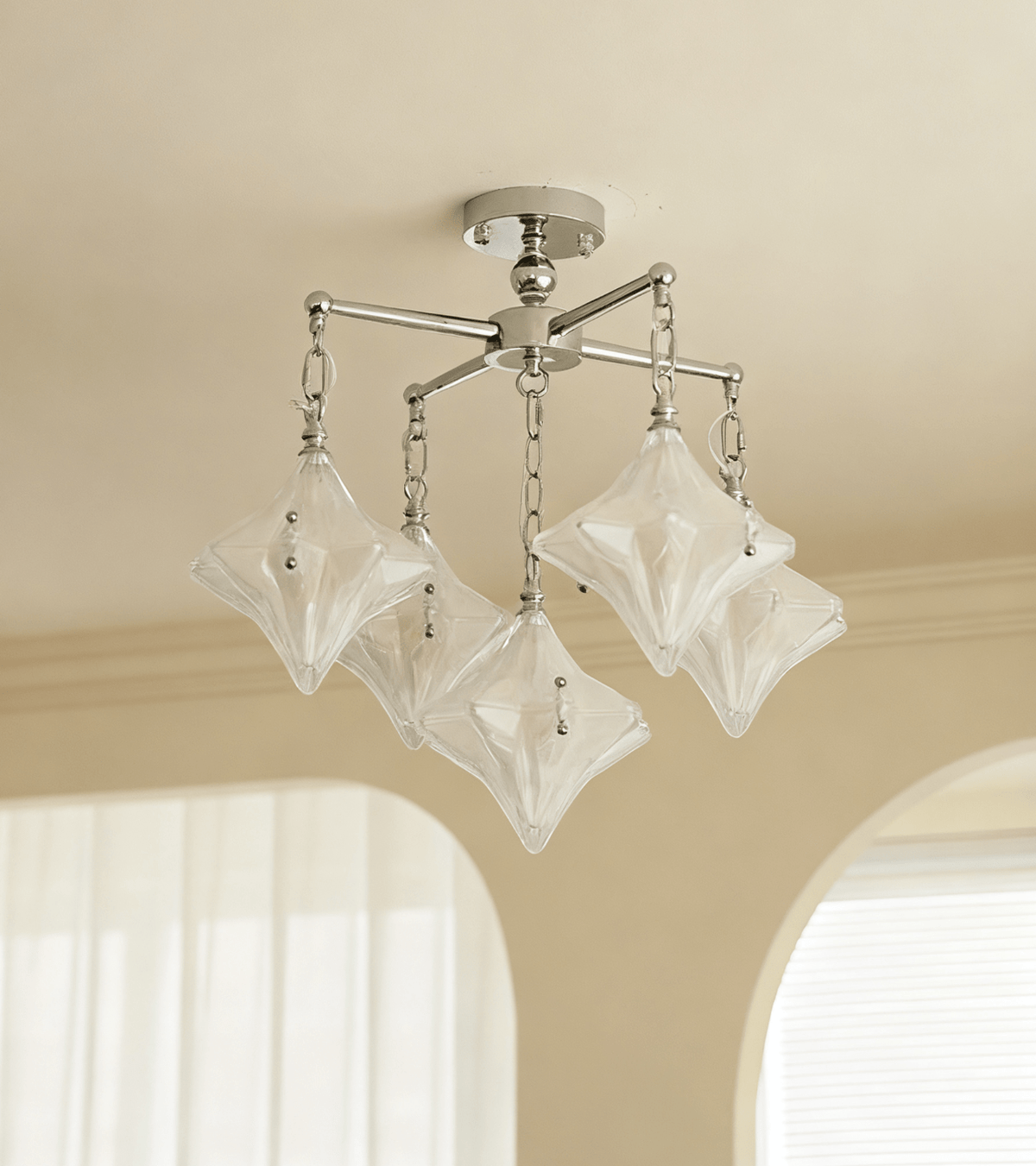Elowen Prism Star Chandelier – Modern Glass Pendant Light for Dining Room & Living Room