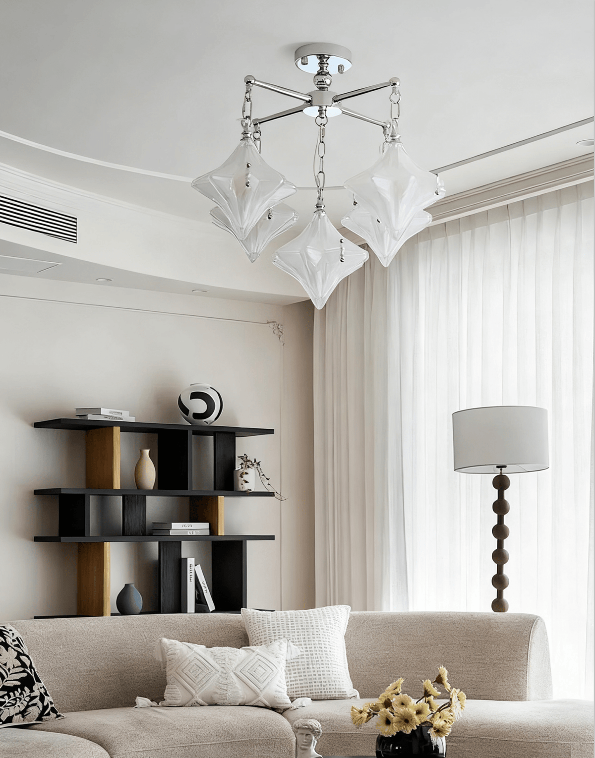 Elowen Prism Star Chandelier – Modern Glass Pendant Light for Dining Room & Living Room