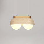 Elowen Travertine Pendant Light — Natural Stone & Glass