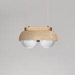 Elowen Travertine Pendant Light — Natural Stone & Glass