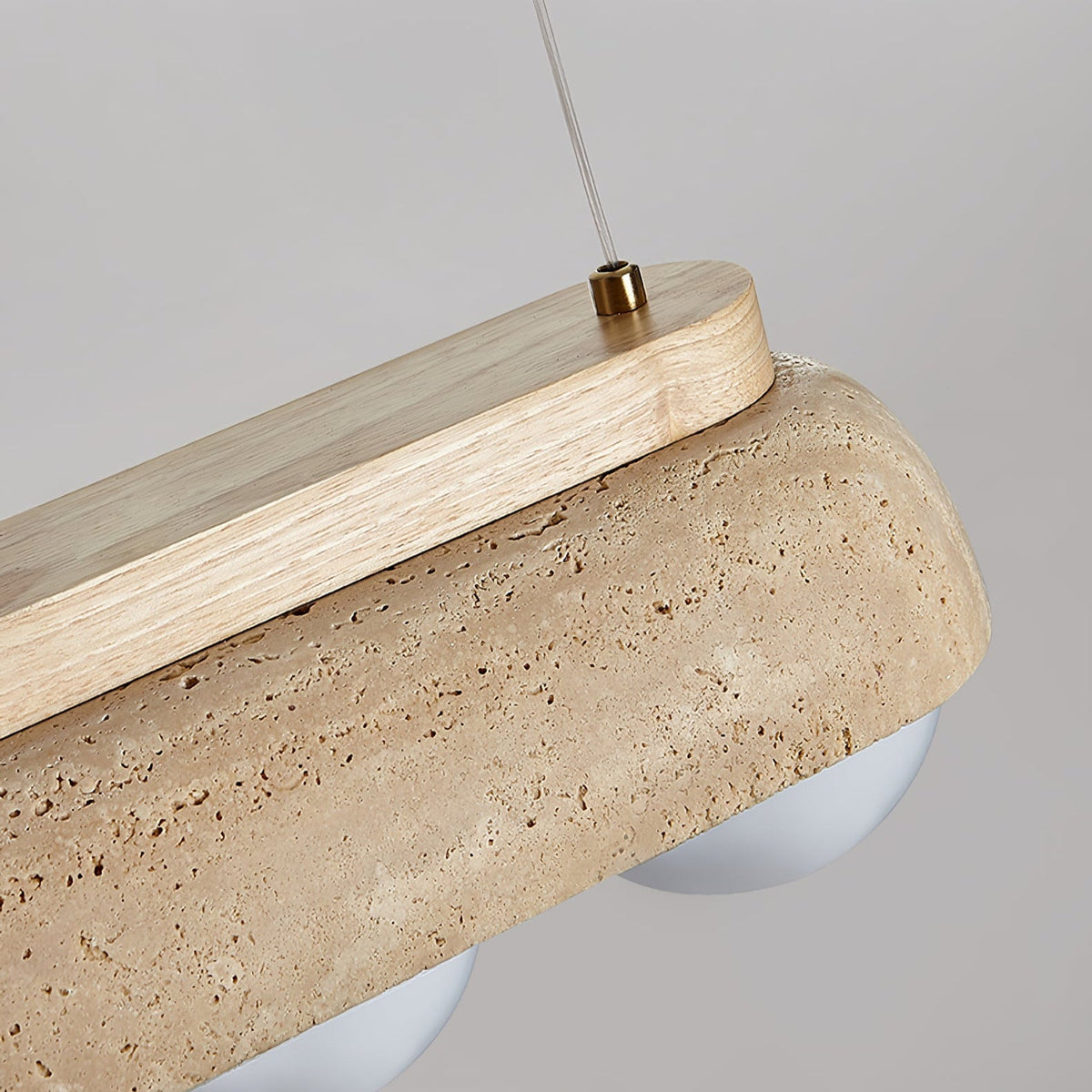 Elowen Travertine Pendant Light — Natural Stone & Glass