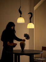 Elowen Twisted Wood Pendant Light – Sculptural Designer Ceiling Lamp