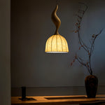 Elowen Twisted Wood Pendant Light – Sculptural Designer Ceiling Lamp