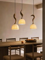 Elowen Twisted Wood Pendant Light – Sculptural Designer Ceiling Lamp