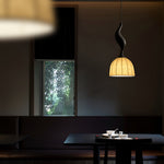 Elowen Twisted Wood Pendant Light – Sculptural Designer Ceiling Lamp