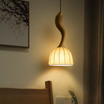 Elowen Twisted Wood Pendant Light – Sculptural Designer Ceiling Lamp