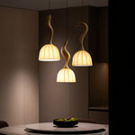 Elowen Twisted Wood Pendant Light – Sculptural Designer Ceiling Lamp